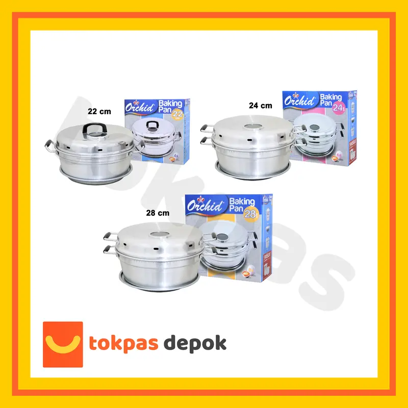 Baking Pan Orchid 22 24 28 cm Alat Pemanggang Kue Bolu Cake Loyang Kaca Kitchenware Panci baking pen promo loyang  sultan  anti  lengket cetakan  bolu  panggang loyang  kue  kering 0