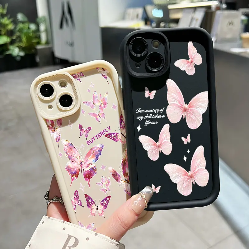 Casing Hp Untuk OPPO A7 OPPO A5s OPPO A12 OPPO A12S A11k Case Casing Kesing sarung HP kupu-kupu merah muda Softcase baru trendi pelindung silikon 8