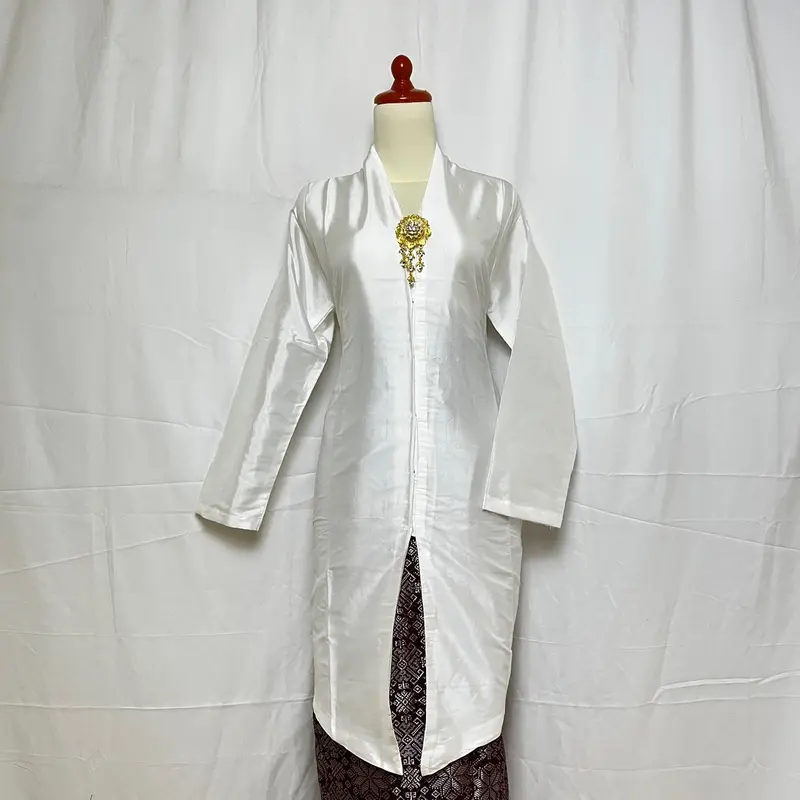 Kebaya Taffeta Encim Tunik Atasan - Bahan Taffeta Premium & Furing - Ukuran S-XXL - Dress, Kain, Kancing, Mewah, Setelan, Baju, Panjang, Wanita, Katun 0