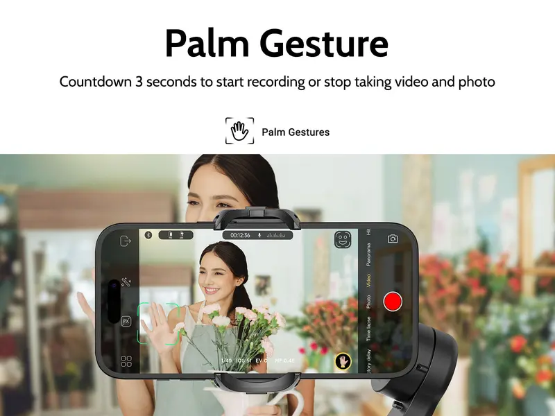 Product Introduction of AOCHUAN Gimbal Stabilizer for Smartphone, 3-Axis iPhone Gimbal, Portable Gimbal w/OLED Display for iPhone/Andriod, Gimbal stabilizer, Phone Gimbal stand with Face/Object Tracking for Tiktok Youtube, long-short video, Vlog-Smart X Pro black 13