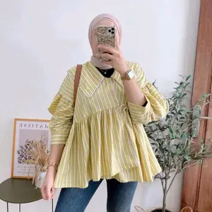 Linka Blouse Kimono Katun Salur Premium Atasan Wanita
