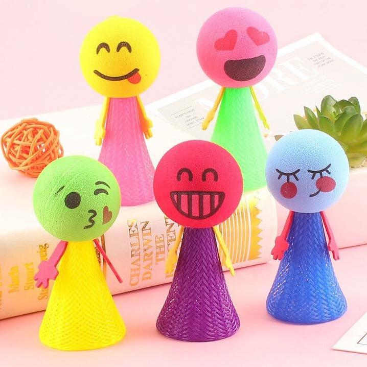Đồ chơi búp bê bật nhảy, búp bê mặt cảm xúc có đèn led bật nảy cho bé, búp bê nhún nhảy