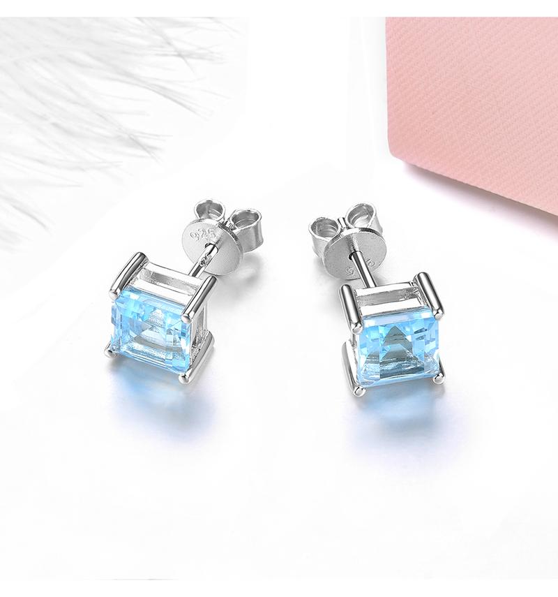 Product Introduction of Natural Sky Blue Topaz Sterling Silver Stud Earring 2.8 Carats Genuine Topaz Daily Fine Jewelry Style S925 Gifts for Women 4