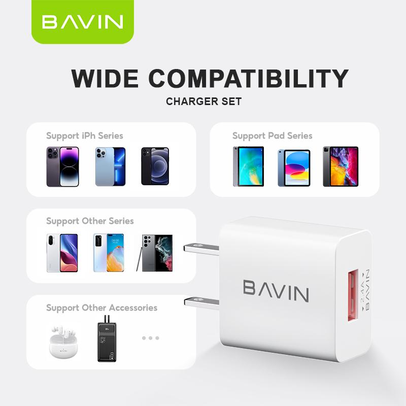 Product Introduction of BAVIN PC516 2.4A Mobile Phone Wall Charger Mini Universal Charger Quick Charge Adapter for Micro / iPh / Type-C Android Charging Smartphone For Electronic Cellphone 6