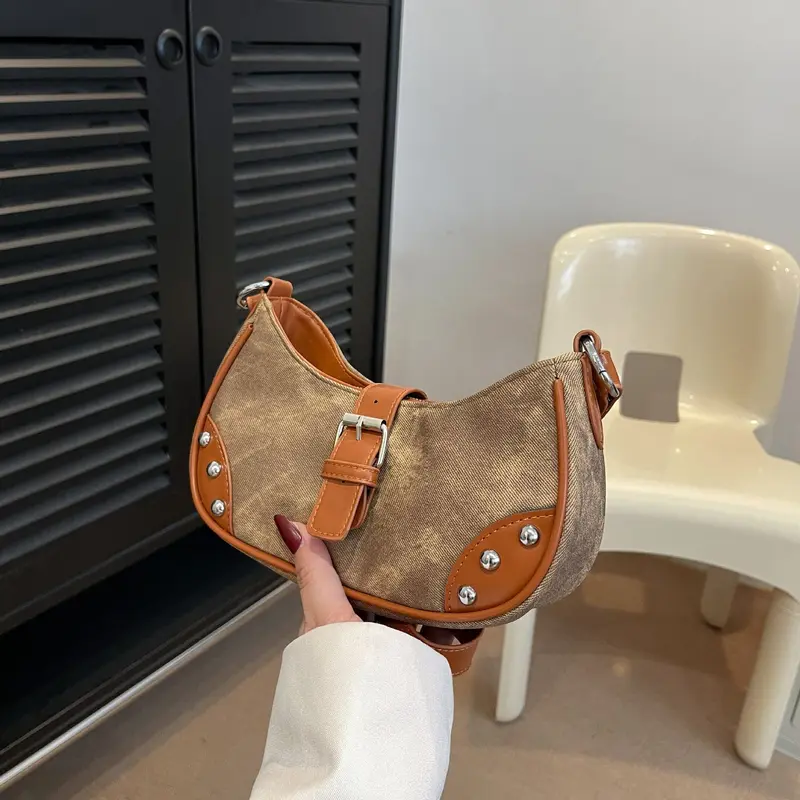 Tas Bahu Keling Retro Wanita Tas Ketiak Vintage Perancis Tas Kecil Sederhana Temperamen Tas Selempang Fashion Shoulder Bag Korean Style 5