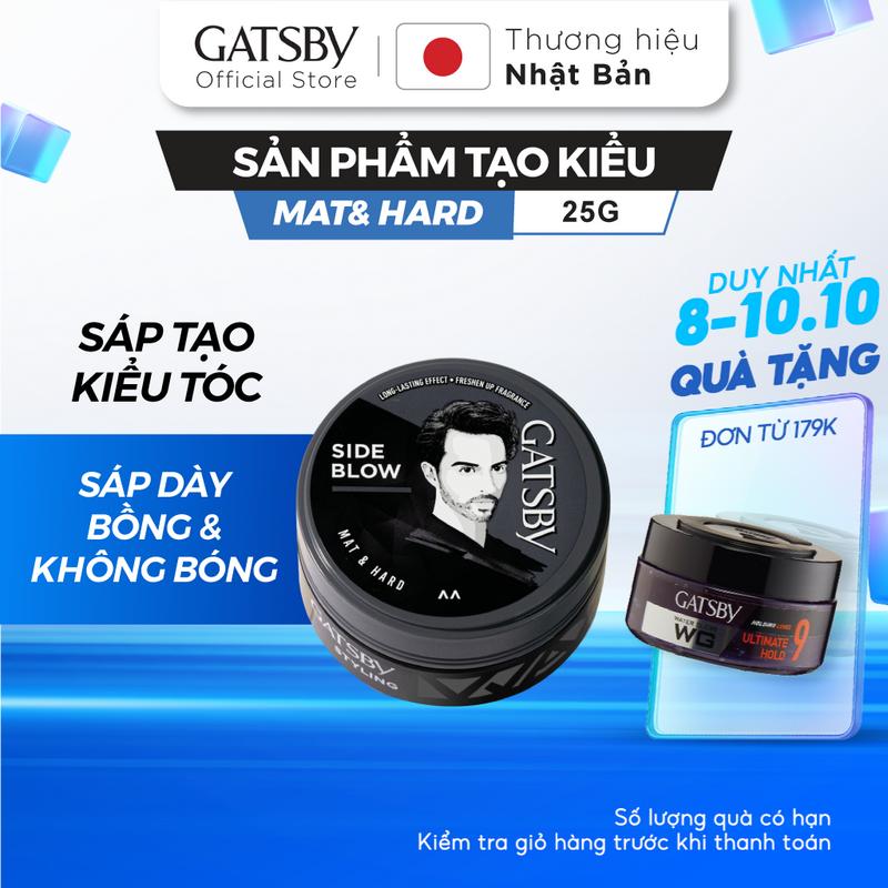 Sáp vuốt tóc GATSBY Styling Wax Mat & Hard B, tạo kiểu tóc dày bồng & không bóng giữ nếp 8h, 25g