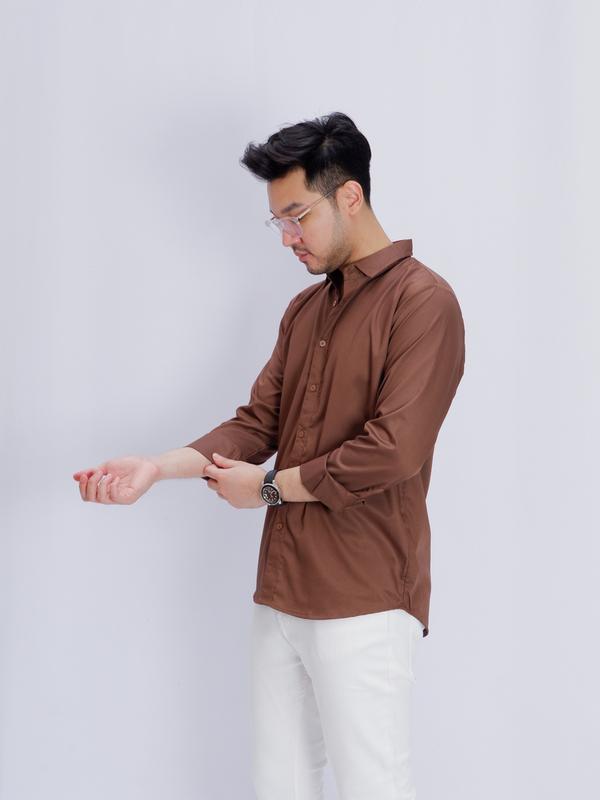 Tryst - Helcurt Cotton Shirt | Kemeja Lengan Panjang | Katun Toyobo Premium | Kemeja Pria Slimfit Polos | Baju Kerja Formal | Atasan Cowok Dewasa | Casual Basic Lembut 5