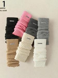 Calentadores de piernas metálicos versátiles y a la moda para mujer, color aleatorio, estilo ajustado, casual para todas las estaciones, patrón liso