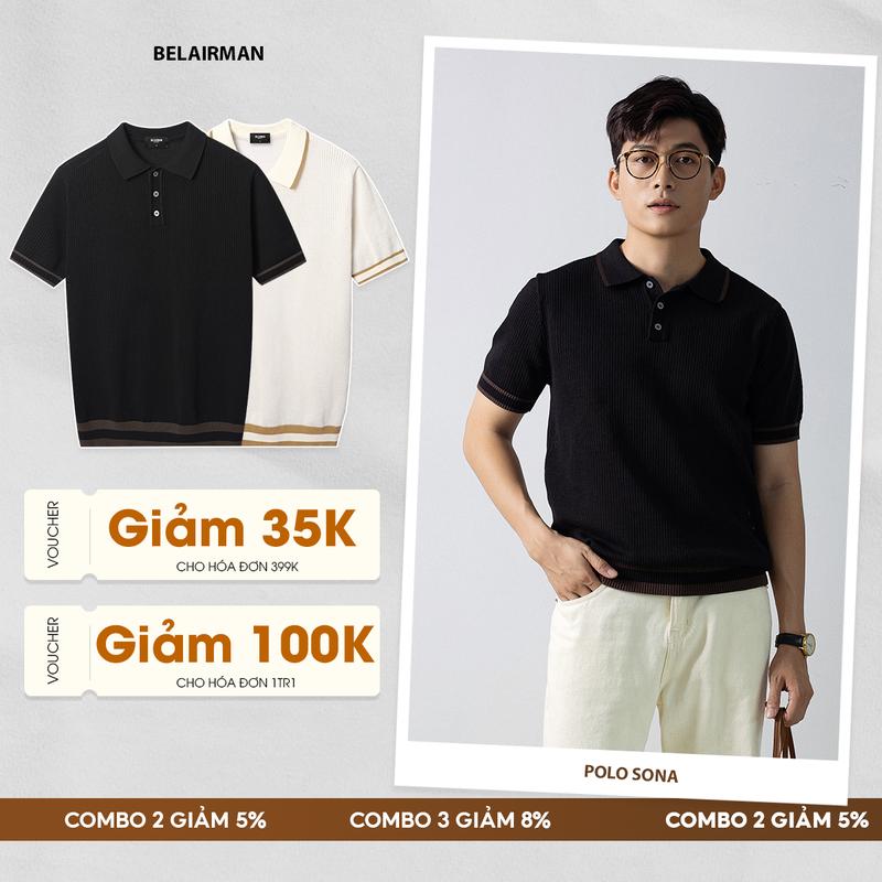  Áo Polo Nam BELAIRMAN SONA Dệt Kim Classic Thanh Lịch Sang Trọng - PLSN0131 Menswear Có Cổ 