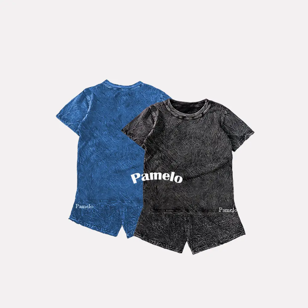 Stelan Wash Anak Unisex Polos One set Anak Stone Wash Polos Anak Set Distro Basic Anak Pria dan Wanita Set Distro polos Anak Motif Fashion Baju Celana
