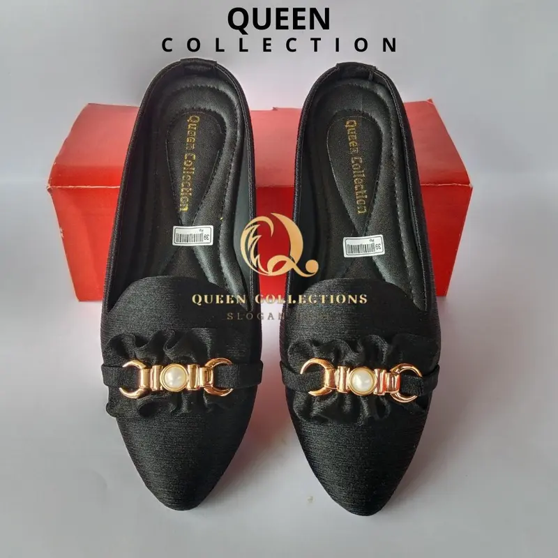 Sepatu Wanita QUEEN Selop Slip-On Variasi Mutiara AD 03 - Shoes, Sendal 0