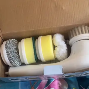 Sikat Pembersih Listrik Tanpa Kabel Genggam 5-in-1 Sikat Pembersih Tahan Air Sepenuhnya Otomatis untuk Penggunaan di Rumah