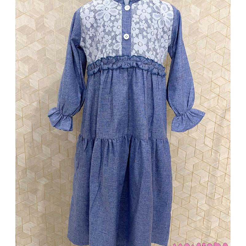 Dress panjang Lyra gamis anak perempuan usia 2-10tahun bahan katun madinah 3