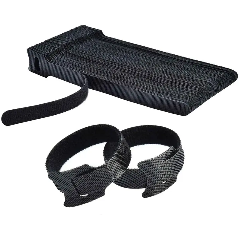 ARMICO-Dây Buộc Cáp Tái Sử Dụng, Dây Có Thể Điều Chỉnh Newlan, Dây Có Thể Điều Chỉnh 6 Inch Cao Cấp, Dây Quản Lý Cáp Vải Sợi Nhỏ, 1 Cái / 10 Cái / 20 Cái / 40 Cái / 60 Cái / 100 Cái, Dụng Cụ Sắp Xếp Dây, Có Thể Tái Sử Dụng, Màu Đen 5