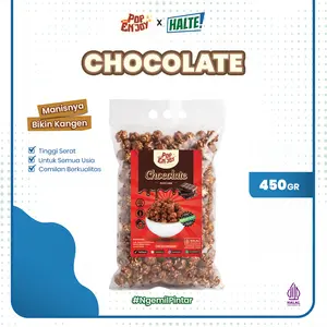 [SPECIAL LAUNCH] POPCORN CHOCOLATE 450gr - Halte Snack x PopENjoy / Makanan Manis Crispy Camilan Popkron Cokelat Snack Jagung Cemilan Food Instan Bumbu kriuk Cokelat Jajanan Sweet