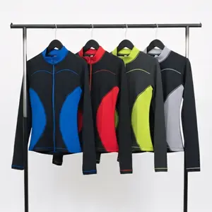 Jaket Olahraga Wanita Two Color Anti UV Lengan Panjang Jaket Yoga Gym Fitness