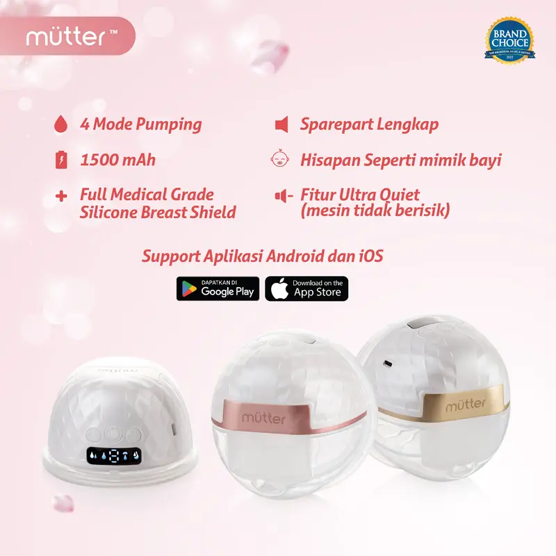 Pompa ASI Elektrik Smart Wearable Mutter Gold Links dengan 4 Mode Nyaman dan Baterai Lithium Rechargeable - Bayi 3