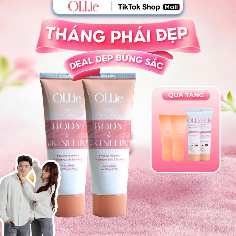 [DEAL GIÁ RẺ]_KTL8022 COMBO 2 OLLIE Kem Tẩy Lông Body Nam Nữ, Hỗ Trợ Tẩy Lông Nhanh Chóng Tặng 2 OLLIE Gel Dưỡng Giúp Da Mềm Mịn Tặng 2 Que Gạt tay wax long vung kin bkn kemtaylong