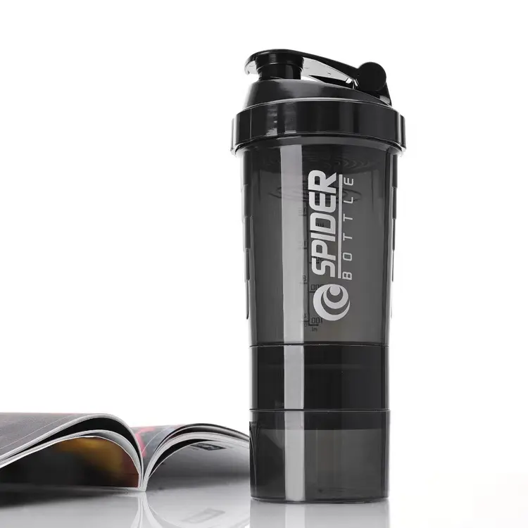 3 in 1 Shaker BPA Free Steel Mixing Ball Gym Protein Shaker Bottle With Pills and Powder Container