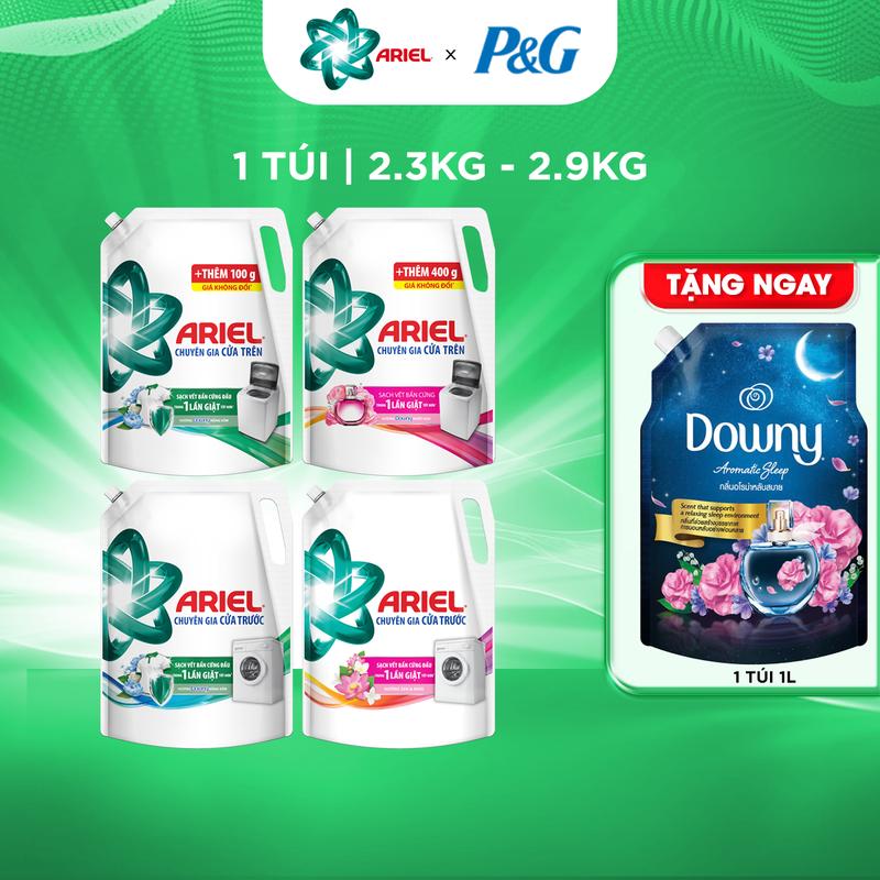[Mua 1 tặng 1] Nước giặt Ariel cửa trên & cửa trước 2.3kg-2.9kg các mùi hương nước hoa tặng Nước xả Downy Giấc ngủ thư thái túi 1L