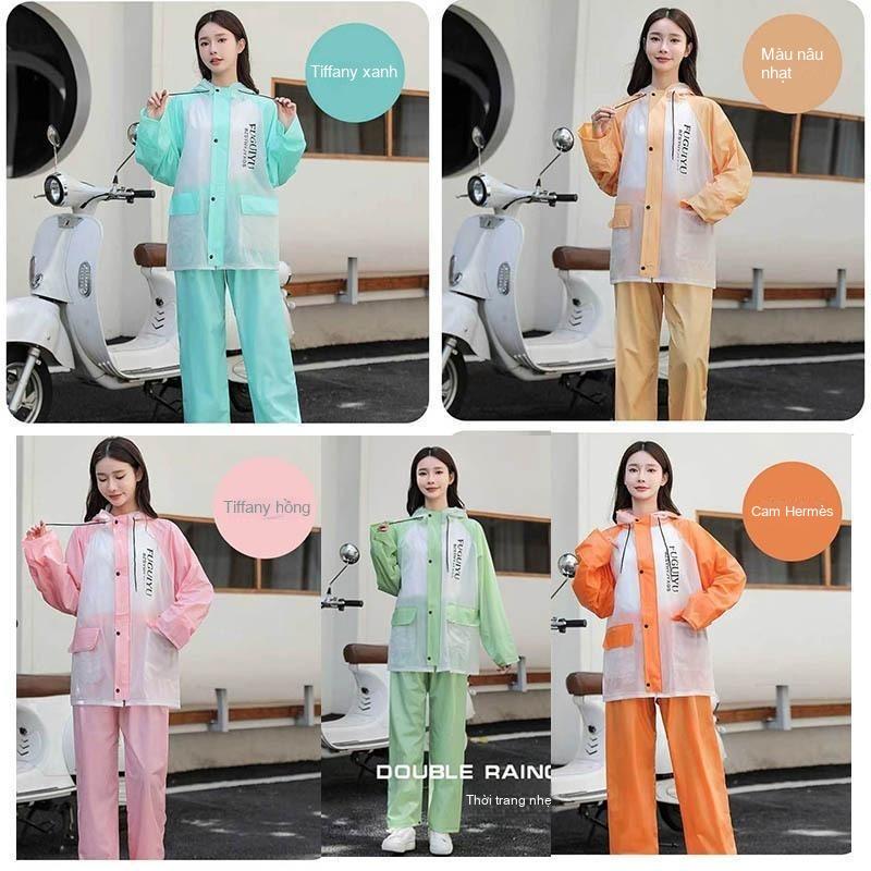  Bộ Quần Áo Mưa Mỏng Tay Dài Chất Lượng Cao Mới Bộ Chống phù hợp màu sắc chia đôi thoáng khí chống mưa đi bộ đường dài xe điệnPhù hợp với chiều cao 155-170cm 