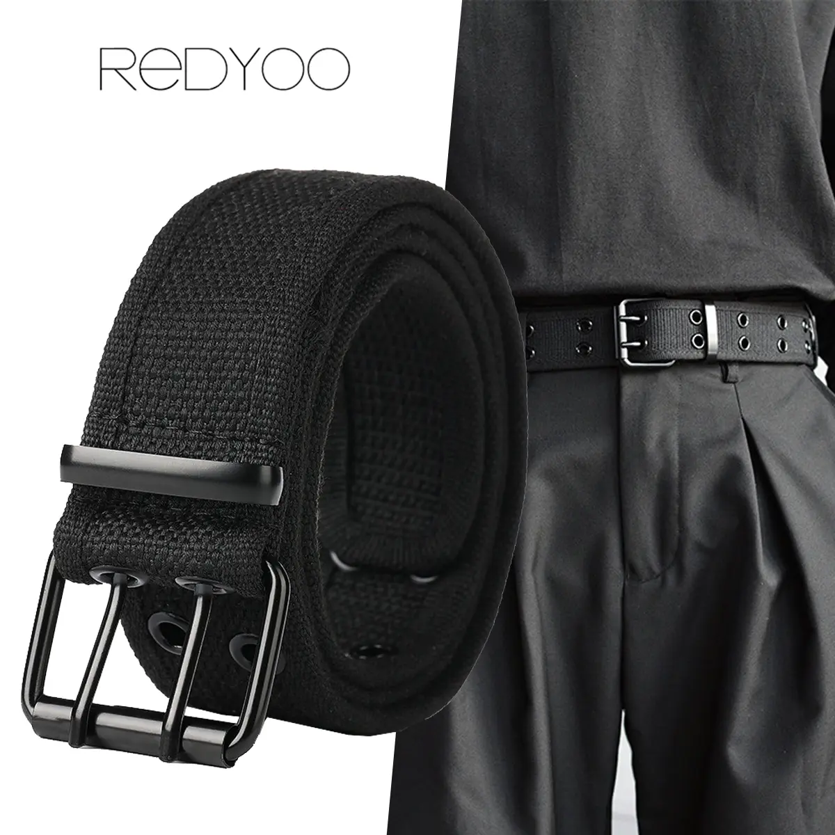 REDYOO Men Women Belt Pins Canvas Belts Casual Overalls Trendy Male Students Youth Military Training Outdoor