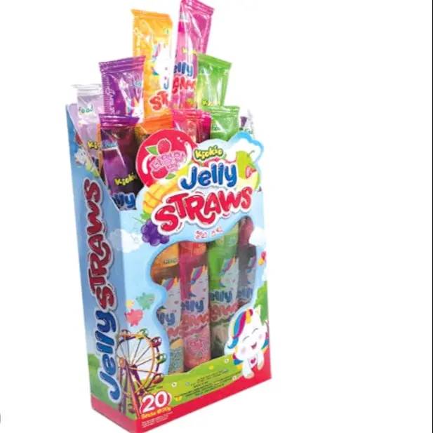 JELLY STRAWS | NEW PRODUK KIO - KIO | SERASI PANJANG BISA MULUR - MULUR | MIX RASA BUAHAN | EXP AMAN SENTOSA | UK 20GRAM/20 PCS Puding