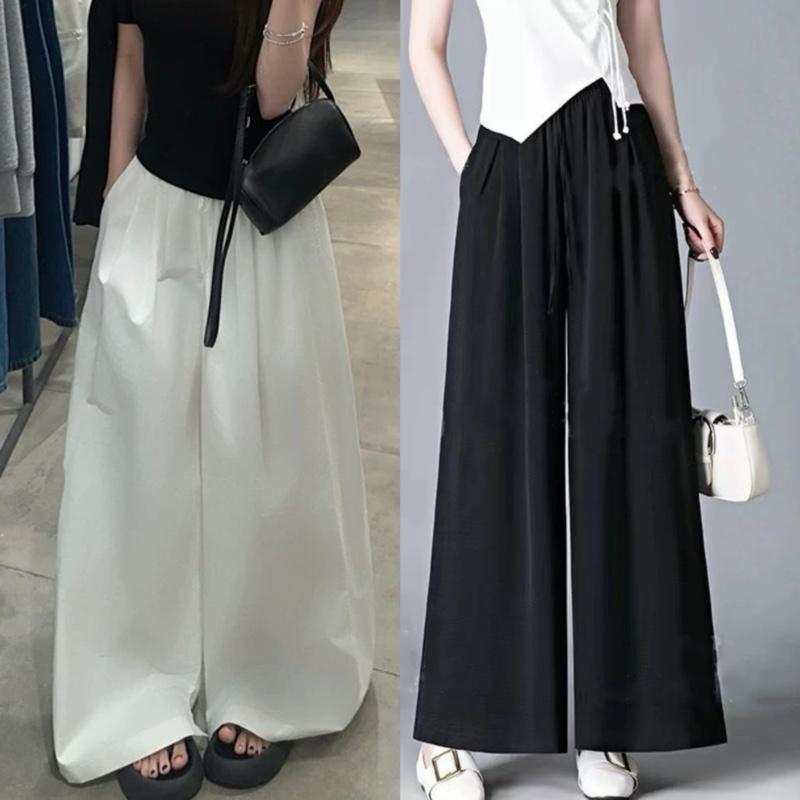 Quần suông lưng chun ống rộng, dáng rộng nữ bigsize chất liệu lụa chéo dài mềm mại thoải mái cho nữ Đậu bigsize -Q530