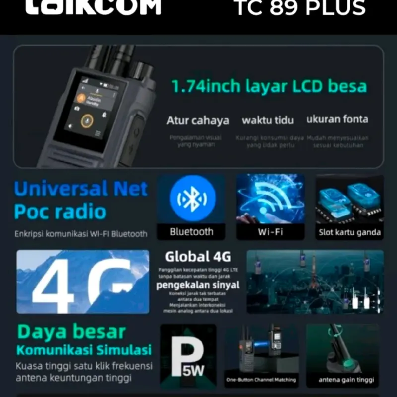 HT hybrid Talkcom TC89 Plus android + Analog walkie talkie 3