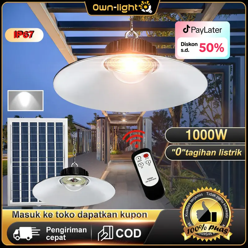Lampu Sorot Solar Cell panel surya Bola lampu LEDLampu Plafon Tenaga Surya lampu Taman lampu Sistem Kontrol Cerdas pasar malam Cahaya 0