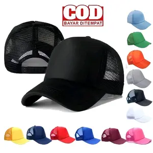Topi Tracker polos visor pendek - Topi jaring polos - Topi lidah pendek pria wanita bahan premium