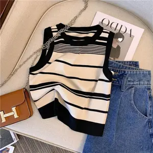 Vest Alice Stripped Dewasa Korean Style Knitwear tengtop striped crop top woman fashion vintage summer