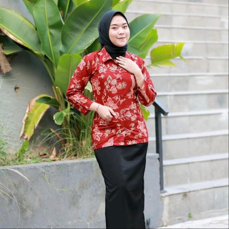 Seragam Batik Dharma Wanita Persatuan Indonesia DWP Terbaru Blazer Lengan Panjang Katun Kerja 2