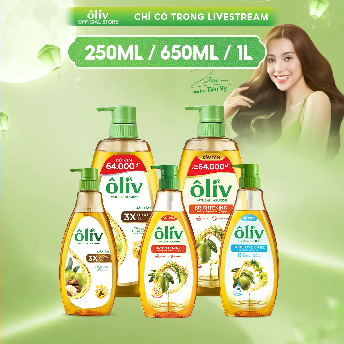 [MỚI] Dầu Tắm Ôliv Nhũ Hóa Da, Sạch Sâu 250ML/650ML/1L