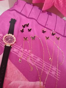 Product Review of 5PCS Jam Tangan Kuarsa Wanita Bergaya Berlian Berlian Kupu-kupu Dial PU Tali Kulit  Quartz Watches Kaca Set Perhiasan Kupu-kupu Gratis (Tanpa Kotak) from k**7 1