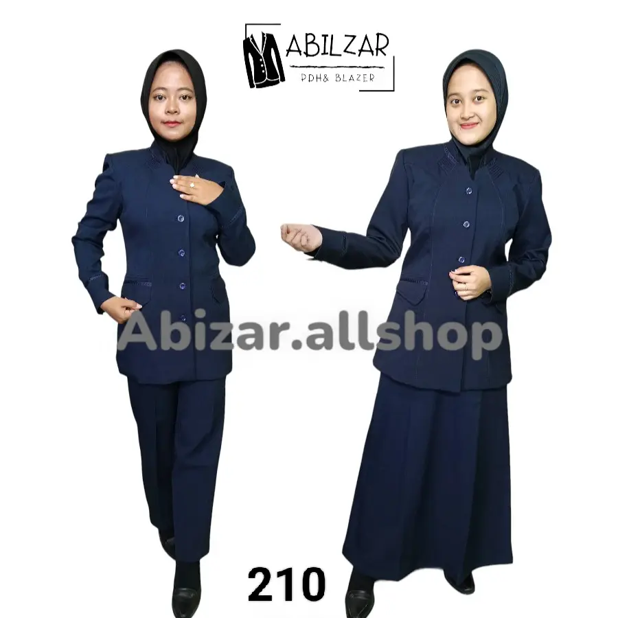 BAJU BLAZER SERAGAM DINAS PEMDA PNS GURU PDH WARNA NAVY/ BIRU DONGKER KODE 210