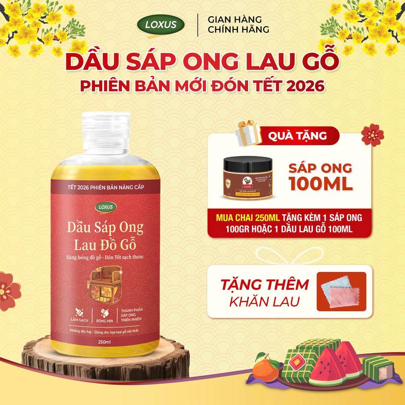  {TẾT 2026} Dầu sáp ong lau đồ gỗ Đại Lâm Mộc- Đánh bóng làm mới bảo vệ độ bền gỗ hỗ trợ ngăn mối mọt nấm mốc  MUA 1 CHAI 250ML TẶNG 1 CHAI 100ML + 1 KHĂN  