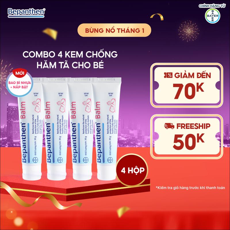  Bộ 4 tuýp kem chống hăm Bepanthen Balm dạng kem mỡ 30g tuýp 