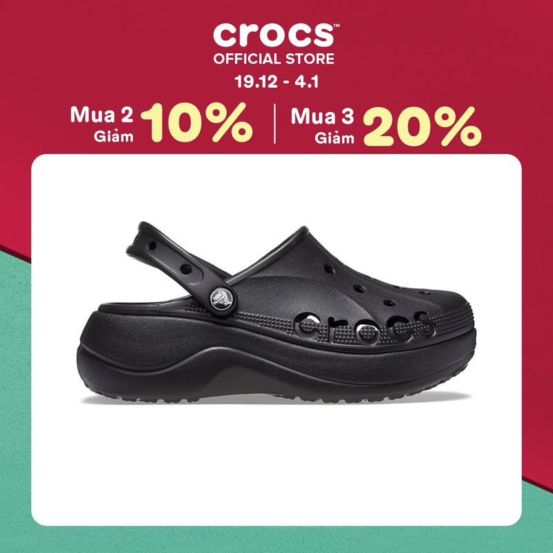  Giày Clog Nữ Crocs Baya Platform - Black - 208186-001 