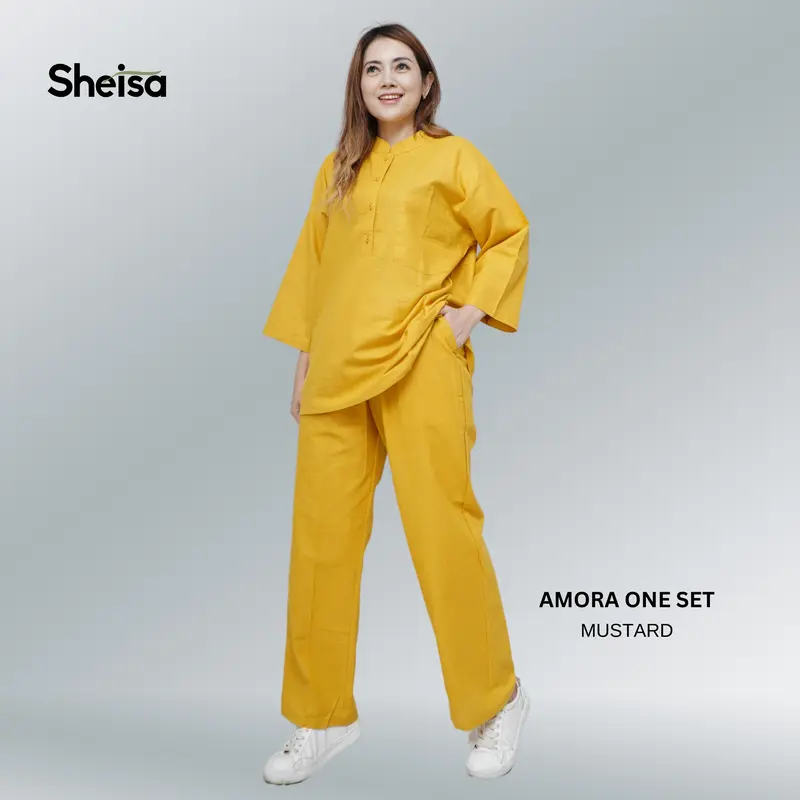 SHEISA Setelan Wanita Celana Panjang | Setelan Harian Santai Formal Casual Sport | AMORA ONESET | Bahan Linen Rami Lembut Dingin Tidak Gerah Untuk BB Reguler Sampai Jumbo dan Banyak Pilihan Warna 3