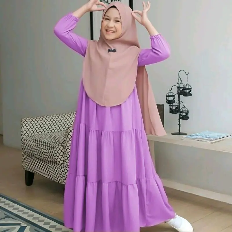 Gamis rayon Anak-  usia 7-13 tahun rayon premium Anak Baju Muslim Dress Remaja tanggung Syari Variasi gamis  rayon 6