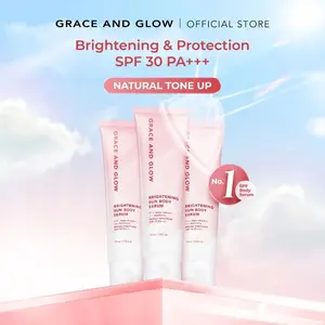 Grace and Glow BUNDLE 3 PCS SPF BODY SERUM - Brightening Sun Lotion Body Serum SPF 30 PA+++ | Sunscreen | Sunblock Badan Anti UV with Arbutin + Bearberry Tubuh Acid Mencerahkan Niacinamide Kering glowing whitening alpha arbutin sun protection