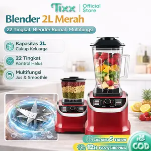 TIXX Blender 2in1 Merah 480W 2 Gelas Besar Kecil Multifungsi Pisau Baja Tahan Karat 3D 6 Mata Mudah Dibersihkan Hemat Energi Cocok Untuk Jus Buah Sayur Bubur Bayi Bumbu Dapur Smoothie Rumah Home Cafe Kualitas Tinggi Awet Aman Dipakai Sehari Hari