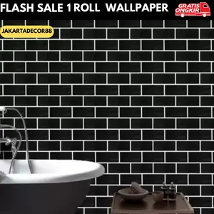 Wallpaper Stiker Dinding Motif Bata PVC Non Transparan 45cm x 4m Berkualitas Kertas