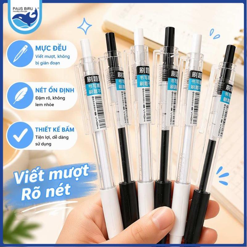 Bút Bi Bấm Mực Gel 0.5mm, Viết Êm, Ra Mực Đều, Phù Hợp Cho Học Tập Và Văn Phòng