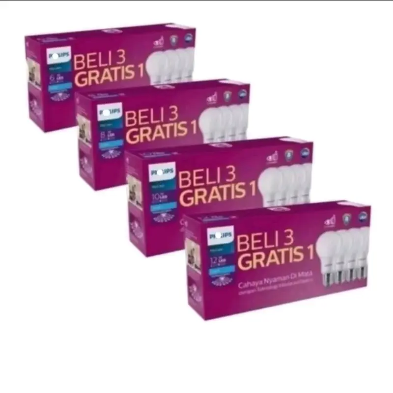 promo Bohlam paket isi 4pcs bohlam ph*lps 12w 4 pcs E27 6500k 230v warna lampu putih 1