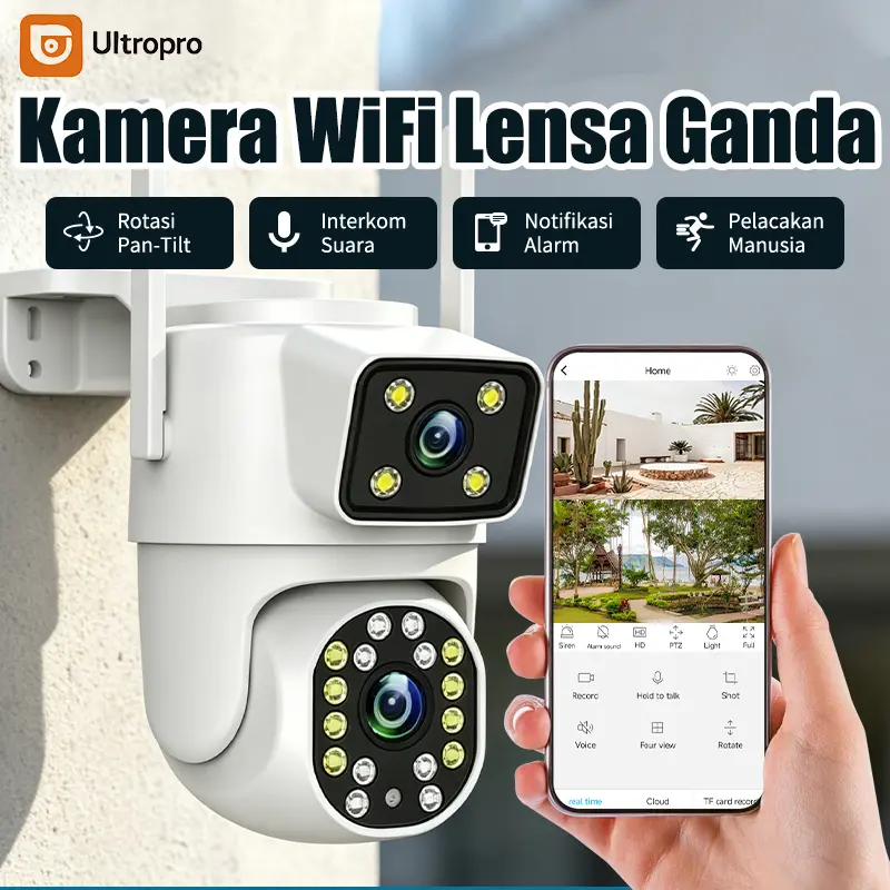 Kamera CCTV WiFi 12MP HD Pengawasan Jarak Jauh | Notifikasi Real-Time | Komunikasi Dua Arah | Anti Maling