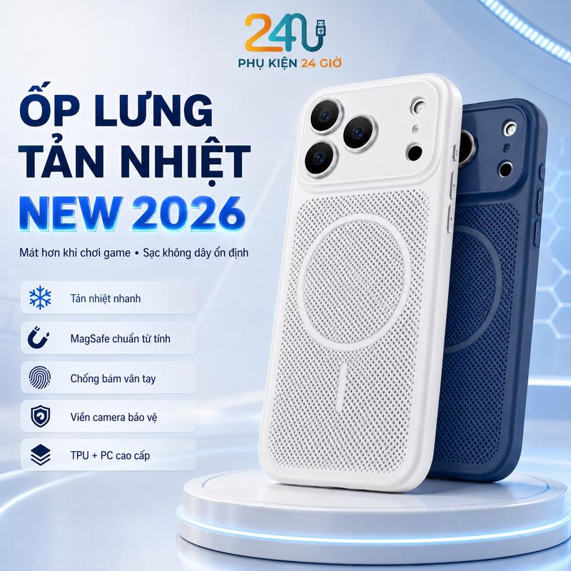 Ốp Lưng Tản Nhiệt Mesh Cooling iPhone 17 Pro Max Chuẩn MagSafe Chống Sốc