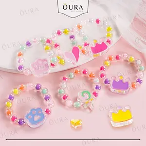 Gelang Manik-Manik Jelly Gelang Manik Korean Fashion Anak Perempuan Bracellet Pearl Warna-Warni