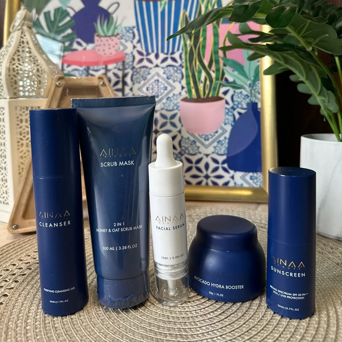 AINAA ALL PERFECT 5-in-1 Skincare Set (cleanser,serum, sunscreen, moisturiser & scrub) +cleansing balm